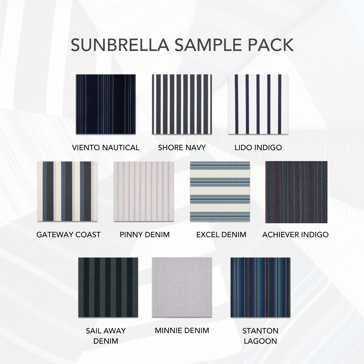 Sunbrella Sample Pack - Navy Stripes