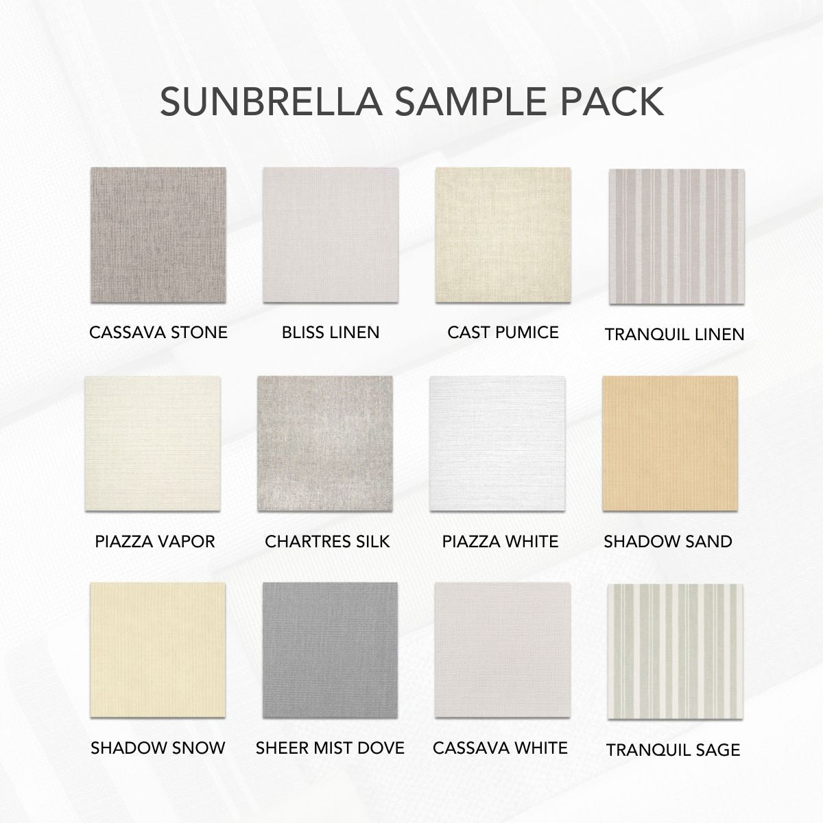 Neutral Curtain Sunbrella Sample Pack Swatches