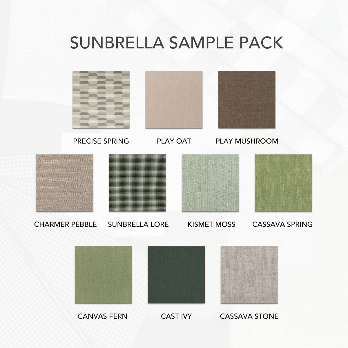 Pine Whisper Sunbrella Sample Pack Swatches