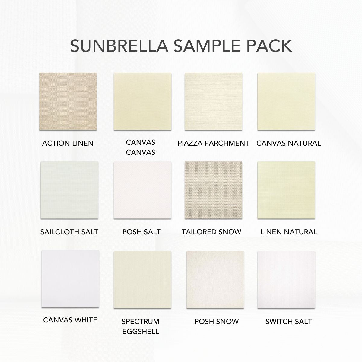 White and Cream Sunbrella Sample Pack Swatches