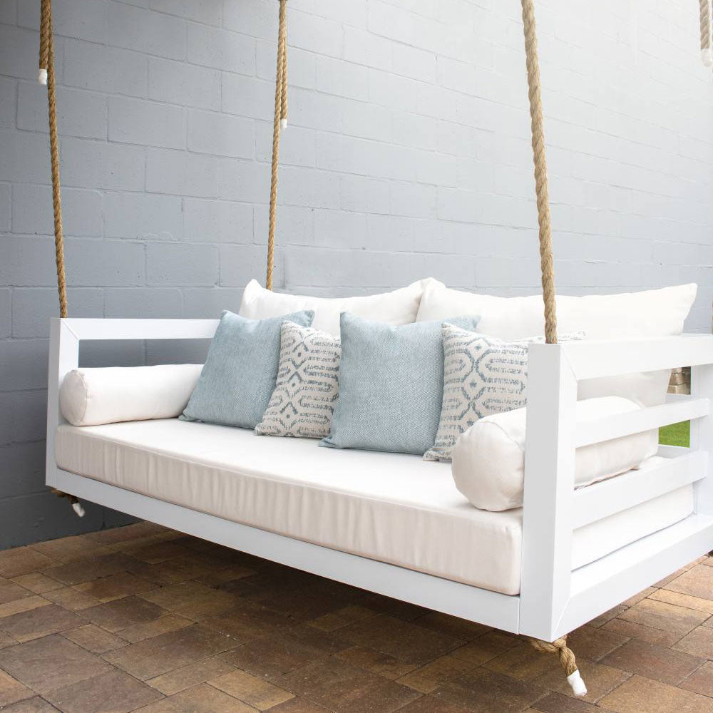 The Shirley Swing Bed - Twin Size - Textured Black Finish - Black Poly Rope