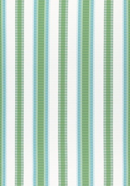 Thibaut Samba Stripe Kelly Green and Pool W74672 Festival Collection Upholstery Fabric