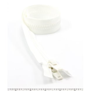 YKK Vislon #10 Separating Zipper AutoLok Double Pull Plastic Slider 30 inch White