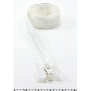 YKK Vislon #10 Separating Zipper AutoLok Double Pull Plastic Slider 60 inch White