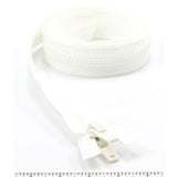YKK Vislon #10 Separating Zipper AutoLok Double Pull Plastic Slider 78 inch White