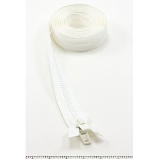 YKK Vislon #10 Separating Zipper AutoLok Double Pull Plastic Slider 96 inch White