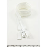 YKK Vislon #10 Separating Zipper AutoLok Short Double Pull Metal Slider 18 inch White