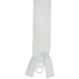 YKK Vislon #10 Separating Zipper AutoLok Short Double Pull Metal Slider 36 inch White
