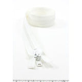 YKK Vislon #10 Separating Zipper AutoLok Short Double Pull Metal Slider 60 inch White