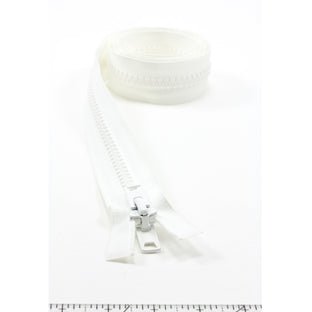 YKK Vislon #10 Separating Zipper AutoLok Short Double Pull Metal Slider 60 inch White