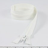 YKK Vislon #10 Separating Zipper AutoLok Short Single Pull Metal Slider 36 inch White