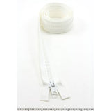 YKK Vislon #10 Separating Zipper AutoLok Short Single Pull Metal Slider 48 inch White