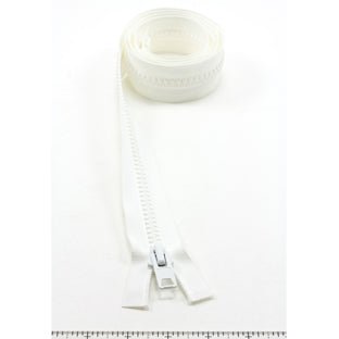 YKK Vislon #10 Separating Zipper AutoLok Short Single Pull Metal Slider 48 inch White