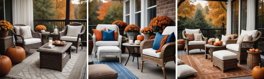 Fall Patios With Blue Cushions