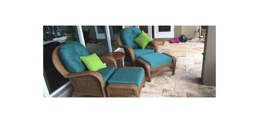 Chair and Ottoman Cushions Made with Sunbrella by Silver State Calypso-Turquoise