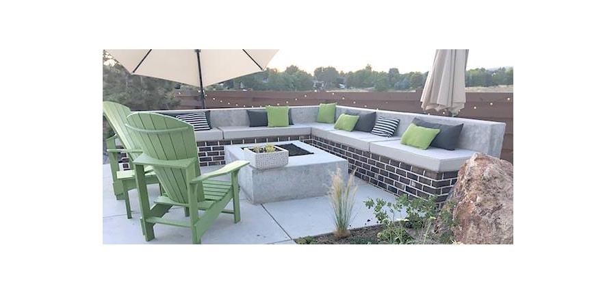 Custom Bench Cushions and Pillows in Three Sunbrella Patterns Complete Outdoor Seating