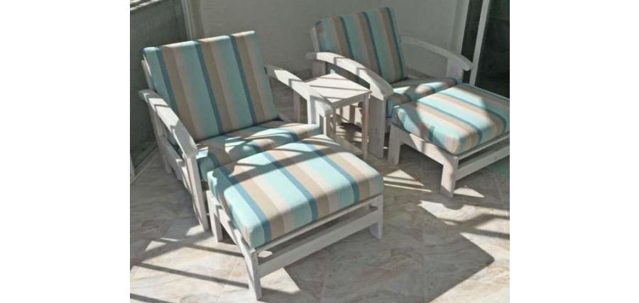 Sunbrella Gateway Mist Replacement Cushions Bring Soothing Coastal Tones to Pool Deck