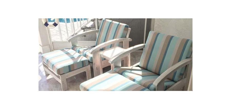 Sunbrella Gateway Mist Replacement Cushions Bring Soothing Coastal Tones to Pool Deck