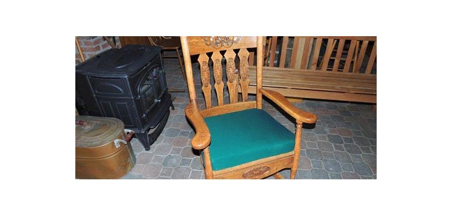 Custom Shaped Rocking Chair Seat Cushion Created in Sunbrella Canvas Forest Green