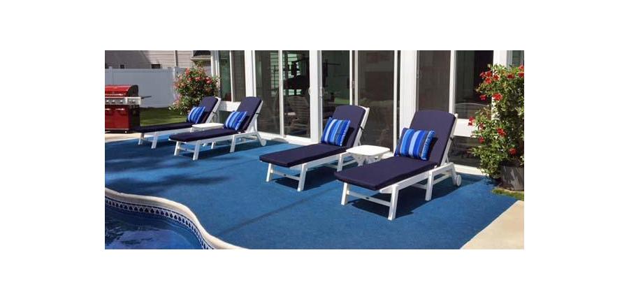 Vibrant Pool Deck Shines in Sunbrella Shades of Blue