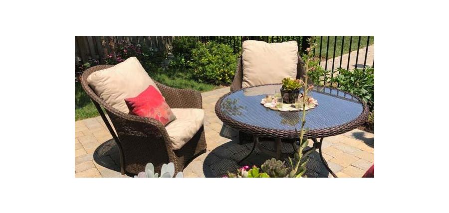 New Sunbrella Cushion Covers in Spectrum Sand Refresh Patio Seating