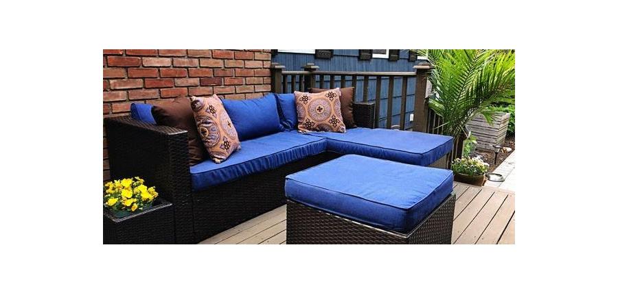 Sunbrella Deep Blue Patio Cushion Covers Complement Exterior Hues
