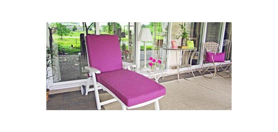 New Custom Chaise Cushion Looks Regal in Sunbrella Canvas Iris