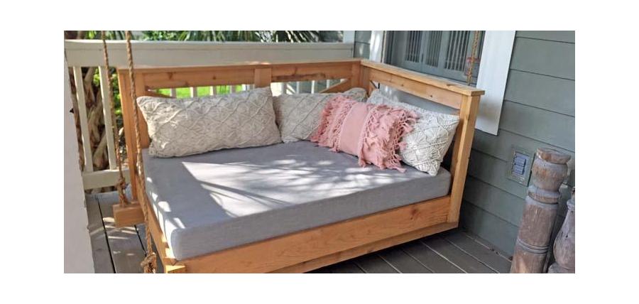 Pair of Sunbrella Daybed Cushions Shine on Southern Porch Swings
