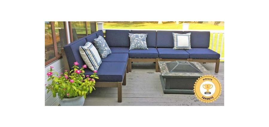 Sunbrella Canvas Navy Cushions Add Class to Outdoor Sectional