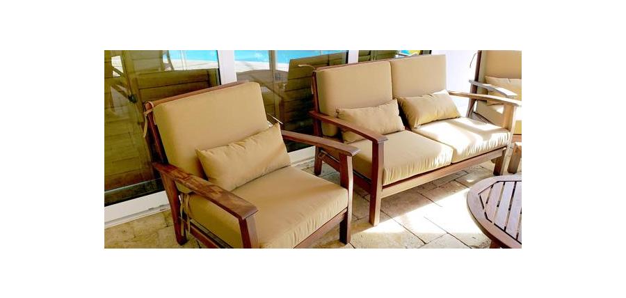 Classic, Neutral Sunbrella Cushions Provide Durability on Pool Deck