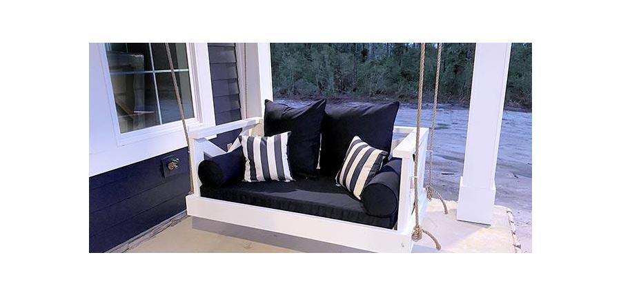 Porch Swingbed Gets a Full Makeover with Sunbrella Canvas Navy