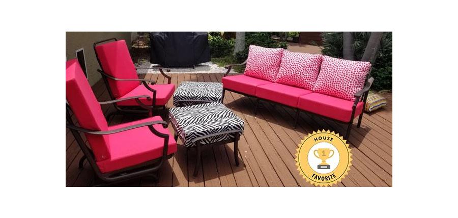 Sunbrella and Thibaut Cushions Turn This Patio into a Hot Pink Paradise