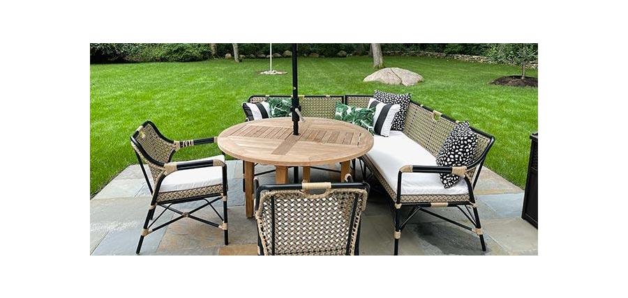 Outdoor Dining Set Gets a Perfect Fit With Custom Sunbrella RAIN Cushions