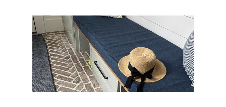 Perfect Mud Room Bench Cushion in Sunbrella Blend Indigo
