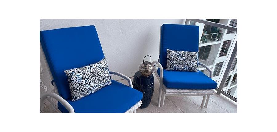 Sunbrella Canvas Pacific Blue chair cushions
