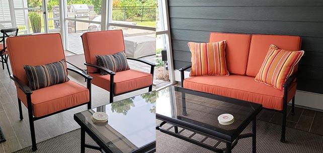 Outdoor Living Room Transformed with Festive Colors by Sunbrella