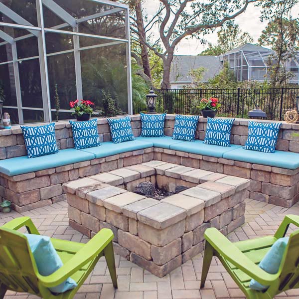 Sunbrella RAIN Fire Pit Cushions and Pillows Add Color Pops to Patio