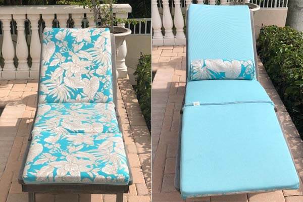 Customer Supplies Own Fabric for Reversible Chaise Lounge Cushions