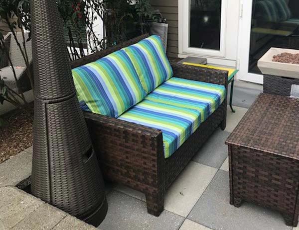 Bright and Cheery Sunbrella Striped Cushion Covers Revive Patio Set