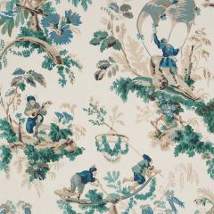 F Schumacher Plaisirs De La Chine Emerald and Peacock 172854 Your New Favorites Collection Indoor Upholstery Fabric