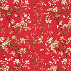 GP and J Baker Peony and Blossom Red / Moss R1368-1 Perandor Collection Multipurpose Fabric