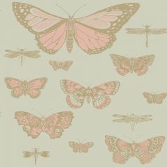 Cole and Son Butterflies and Dragonflies Pink on Olive 103-15063 Whimsical Collection Wall Covering