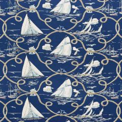 F Schumacher Summer Regatta Linen Print Navy 175190 Indoor Upholstery Fabric