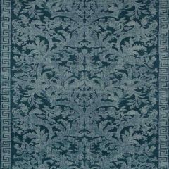 F Schumacher Carlotta Velvet Damask Indigo 175111 Indoor Upholstery Fabric