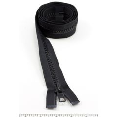 YKK Vislon #10 Separating Zipper AutoLok Short Single Pull Metal Slider 48 inch Black
