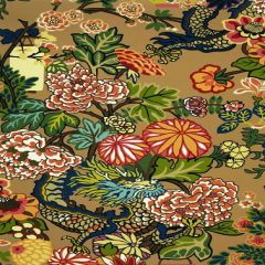F Schumacher Chiang Mai Dragon Mocha 173274 Exuberant Prints Collection Indoor Upholstery Fabric