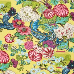 F Schumacher Chiang Mai Dragon Yellow 173281 Exuberant Prints Collection Indoor Upholstery Fabric