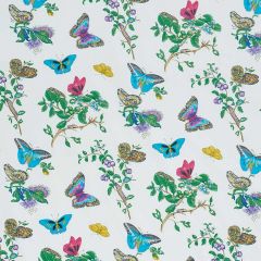 F Schumacher Baudin Butterfly Chintz Turquoise 178721 Schumacher Classics Collection Indoor Upholstery Fabric