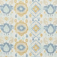 F Schumacher Elizia Ikat Sky & Ochre 179050 New Traditional Collection Indoor Upholstery Fabric