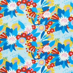 F Schumacher Anita Sky & Red 179071 Flower Power Collection Indoor Upholstery Fabric